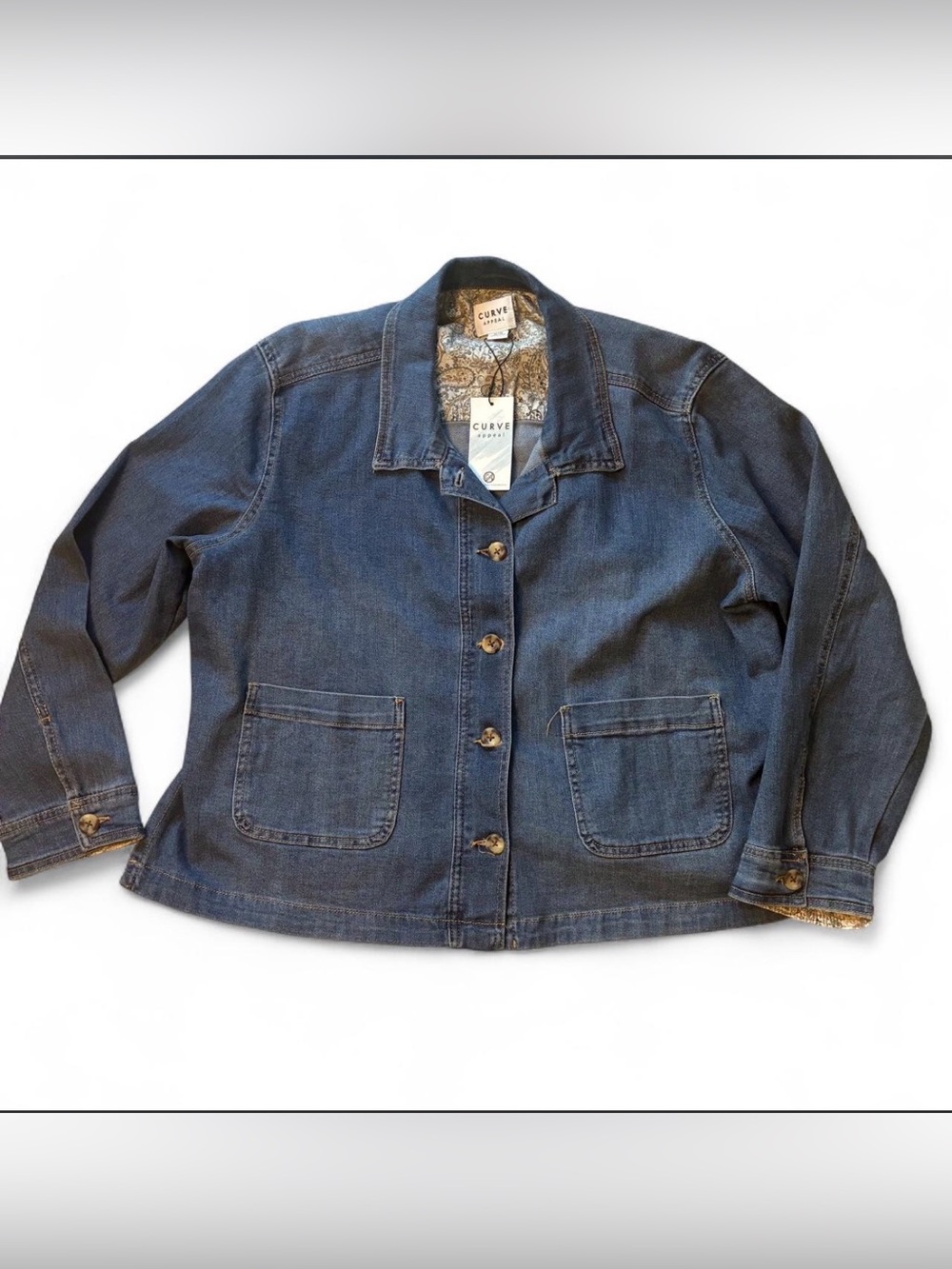 Curve Appeal Denim Chore Jacket Size XL NWT